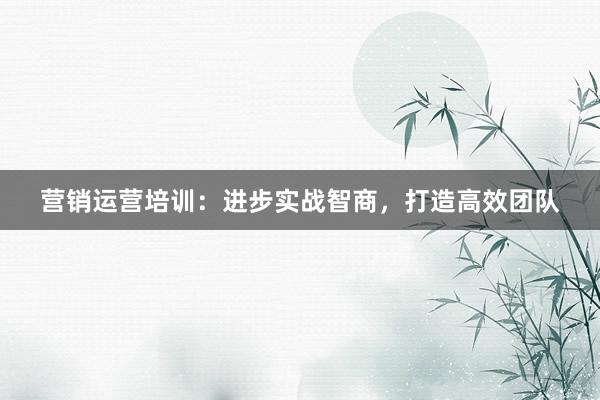 营销运营培训：进步实战智商，打造高效团队